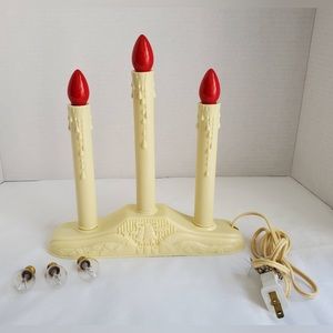 Vintage 3 Light Electric Window Drip Candle Christmas Candolier W/ 2 Bulb Sets